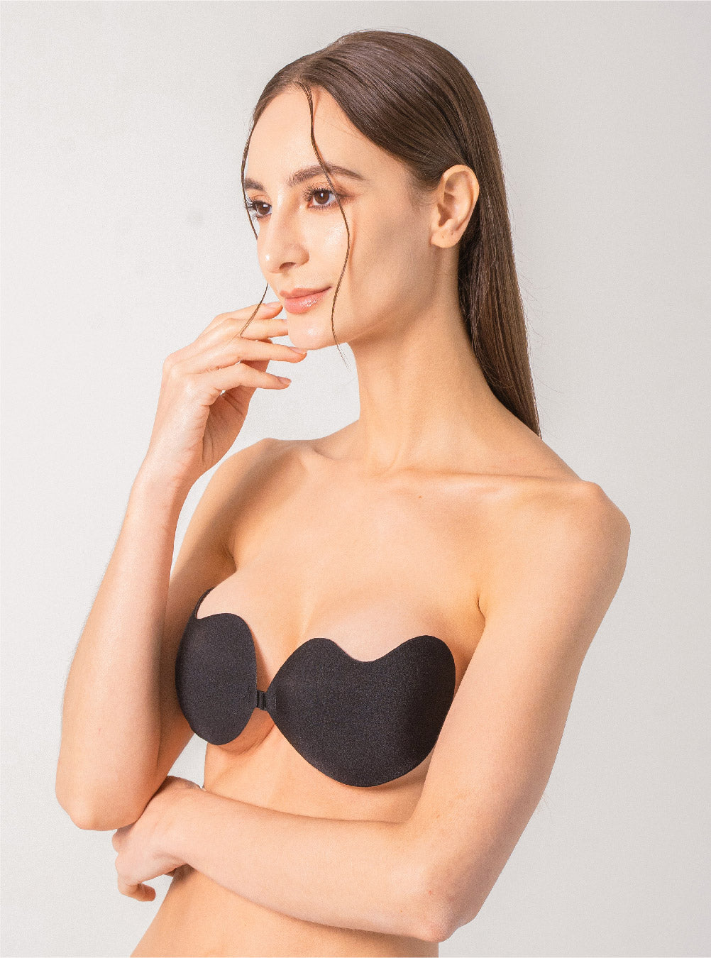 Gather Nubra Black Color Adhesive Bra for Backless Dresses