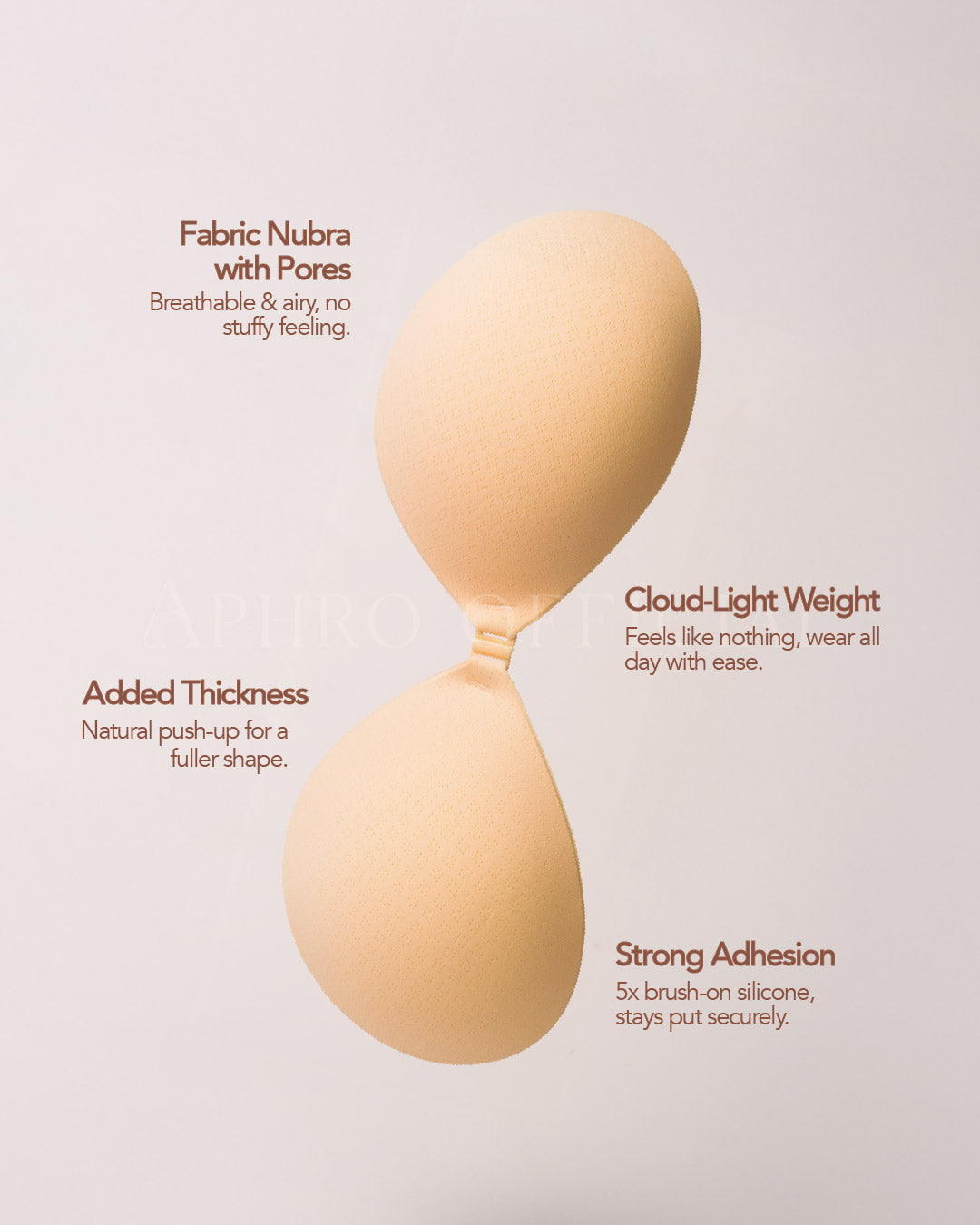 BonBon Nubra - Ultra-Soft Fabric Adhesive Push-Up Nubra | Sensitive-Skin Friendly