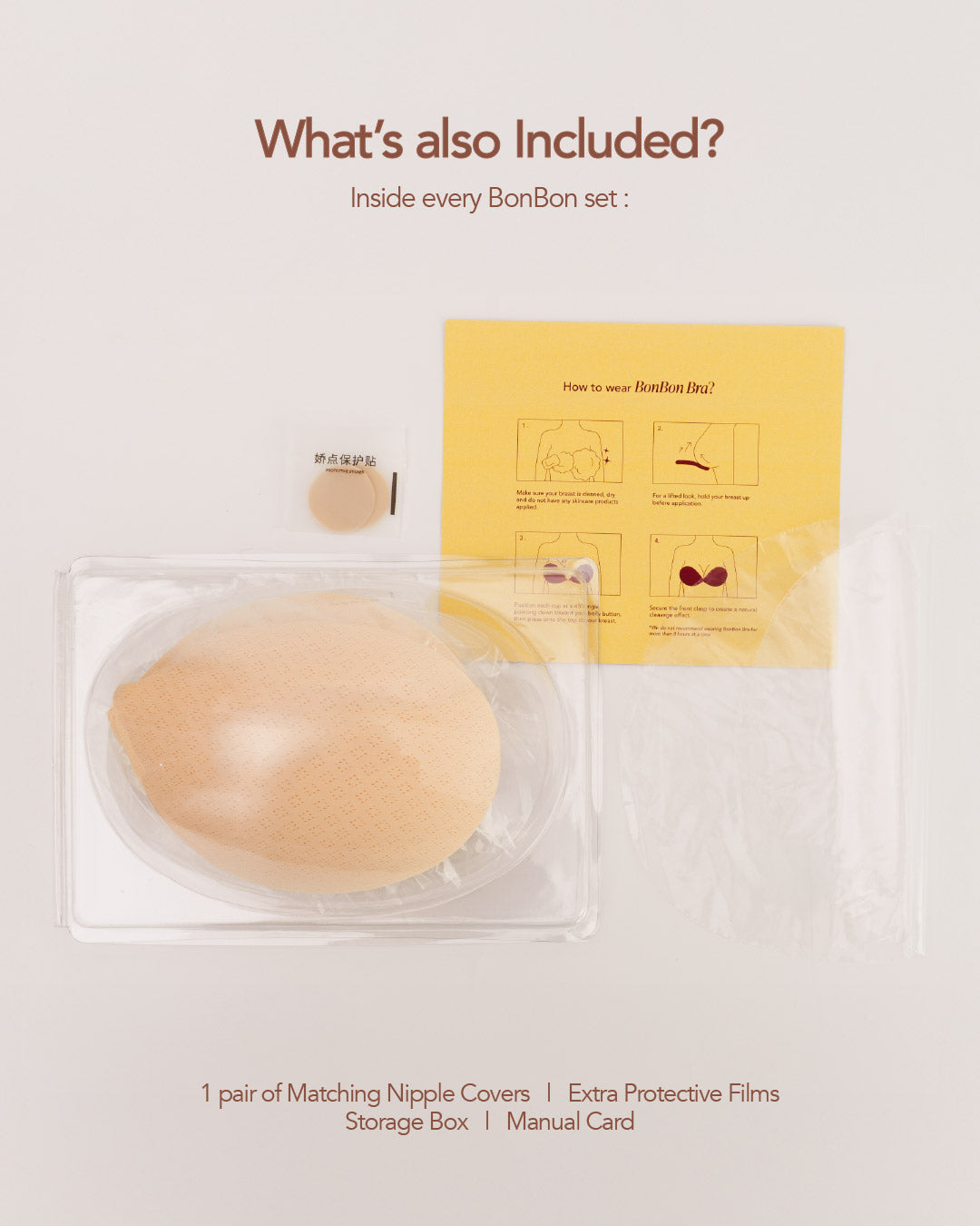 BonBon Nubra - Ultra-Soft Fabric Adhesive Push-Up Nubra | Sensitive-Skin Friendly