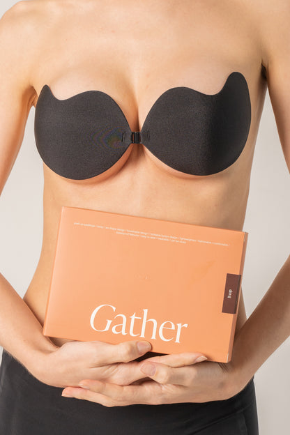 Gather Nubra Black Color Adhesive Bra for Backless Dresses